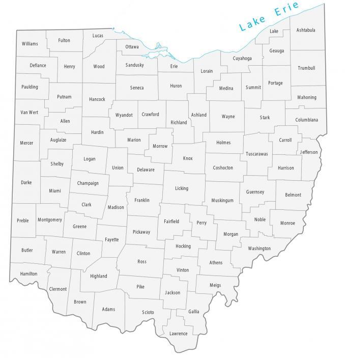 Mapa del condado de Ohio