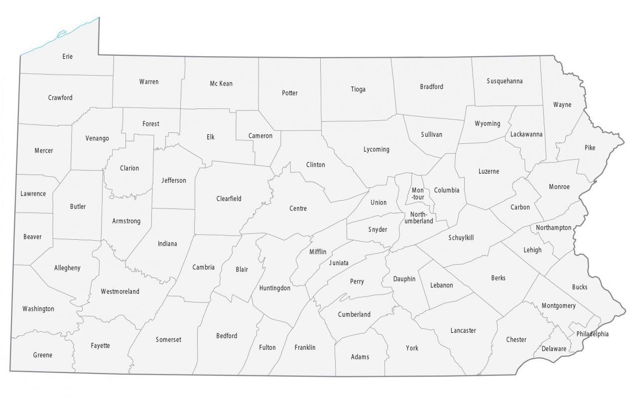 Mapa del condado de Pensilvania