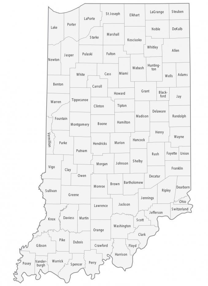 Mapa del condado de Indiana