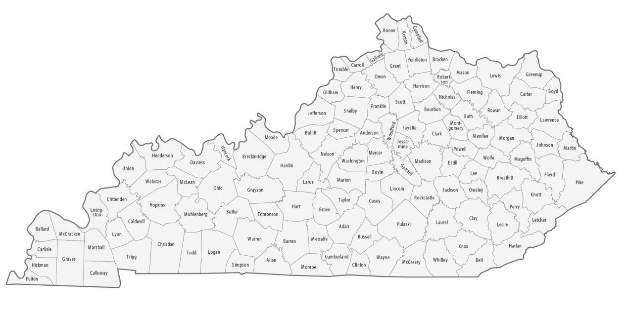 Mapa del condado de Kentucky