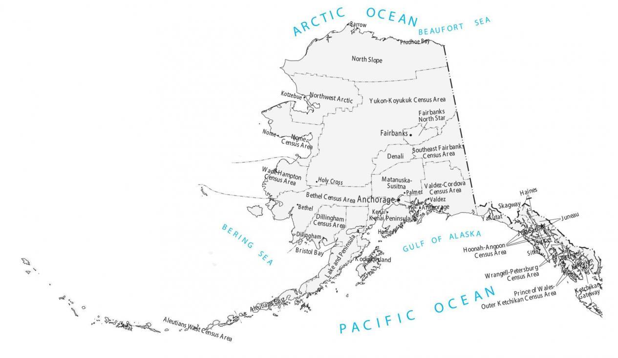 Mapa del condado de Alaska