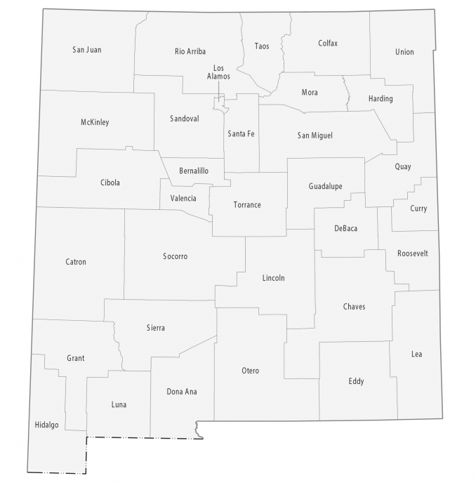 Mapa del condado de Nuevo México