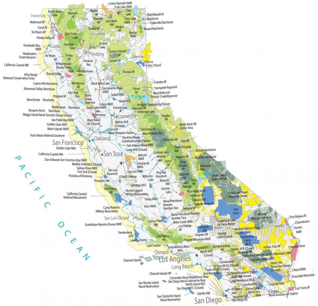 Mapa del estado de California: lugares y puntos de referencia